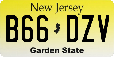 NJ license plate B66DZV