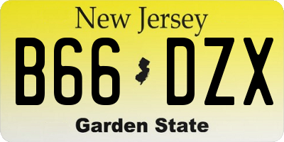 NJ license plate B66DZX