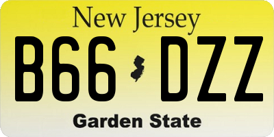 NJ license plate B66DZZ