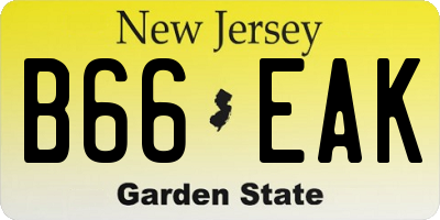 NJ license plate B66EAK