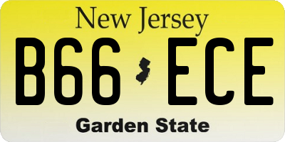 NJ license plate B66ECE