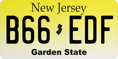 NJ license plate B66EDF