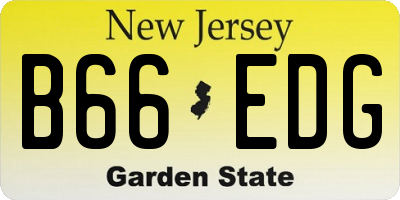 NJ license plate B66EDG