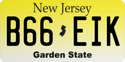 NJ license plate B66EIK