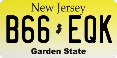 NJ license plate B66EQK
