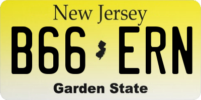 NJ license plate B66ERN