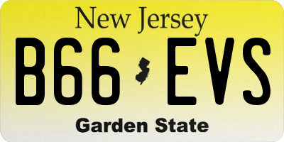 NJ license plate B66EVS