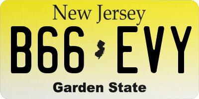 NJ license plate B66EVY