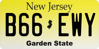 NJ license plate B66EWY