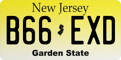NJ license plate B66EXD