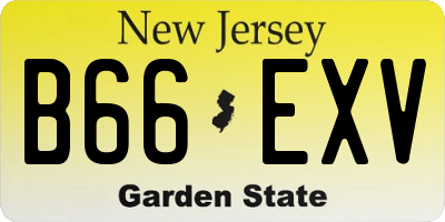 NJ license plate B66EXV
