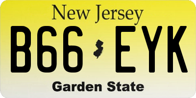 NJ license plate B66EYK