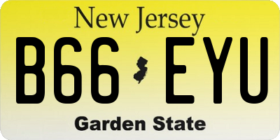 NJ license plate B66EYU