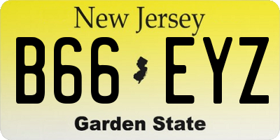 NJ license plate B66EYZ
