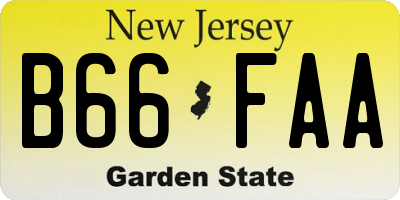 NJ license plate B66FAA
