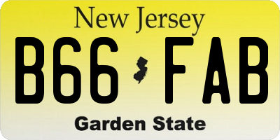 NJ license plate B66FAB