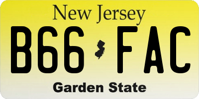 NJ license plate B66FAC