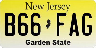 NJ license plate B66FAG