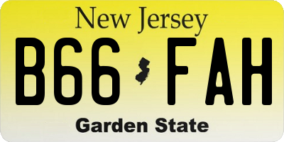 NJ license plate B66FAH