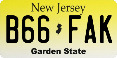 NJ license plate B66FAK