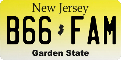 NJ license plate B66FAM
