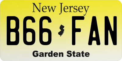 NJ license plate B66FAN