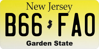 NJ license plate B66FAO