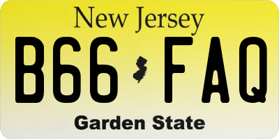 NJ license plate B66FAQ