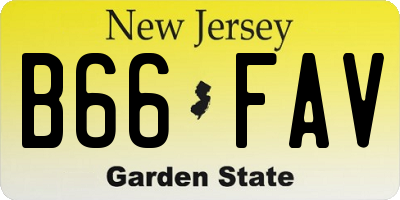 NJ license plate B66FAV