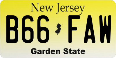 NJ license plate B66FAW