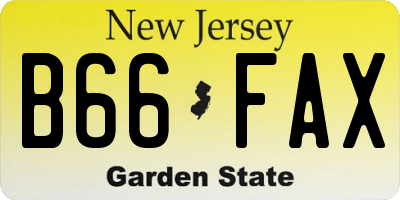NJ license plate B66FAX