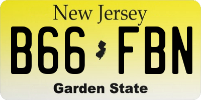 NJ license plate B66FBN