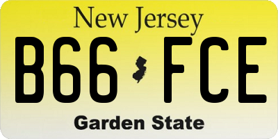 NJ license plate B66FCE