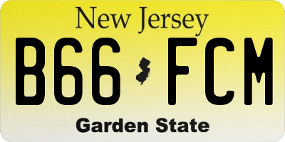 NJ license plate B66FCM