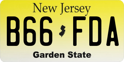 NJ license plate B66FDA