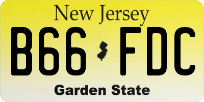 NJ license plate B66FDC