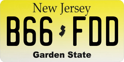 NJ license plate B66FDD