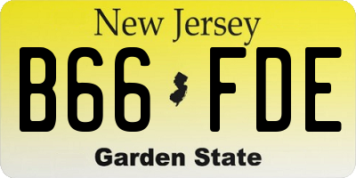NJ license plate B66FDE