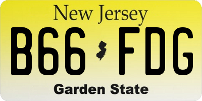 NJ license plate B66FDG