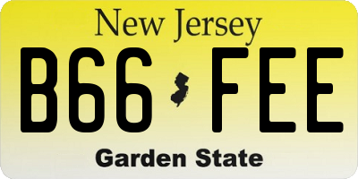 NJ license plate B66FEE