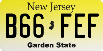NJ license plate B66FEF