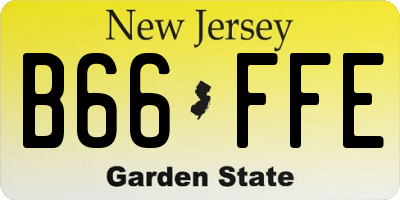 NJ license plate B66FFE