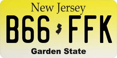 NJ license plate B66FFK