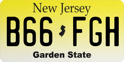 NJ license plate B66FGH