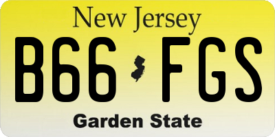 NJ license plate B66FGS