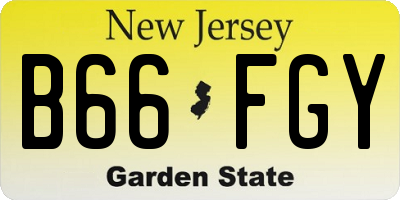 NJ license plate B66FGY
