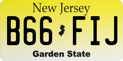 NJ license plate B66FIJ