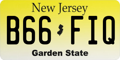 NJ license plate B66FIQ