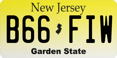 NJ license plate B66FIW