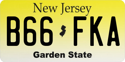 NJ license plate B66FKA
